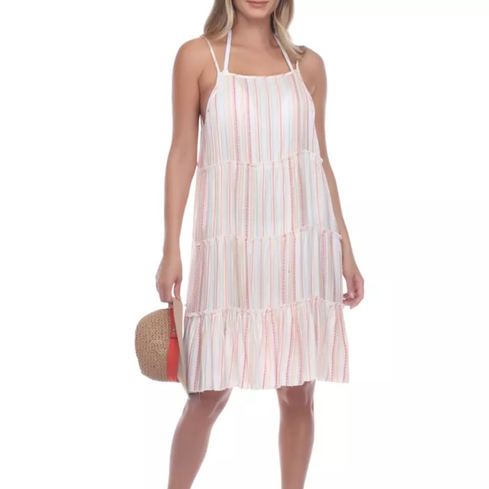 Raviya Tiered Striped Cover-Up Dress